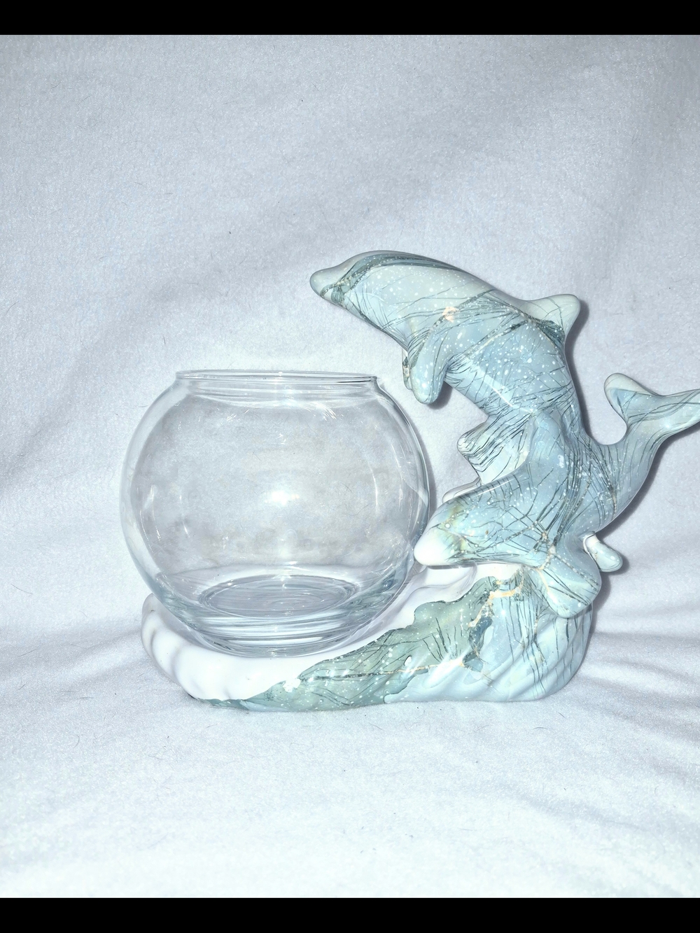Mid Century Royal Haeger Veracruz Double Dolphin Leaping Fishbowl Stand